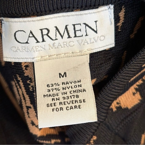 Carmen Marc Valvo women’s black knit short-sleeved fit & flare dress medium - Picture 7 of 8